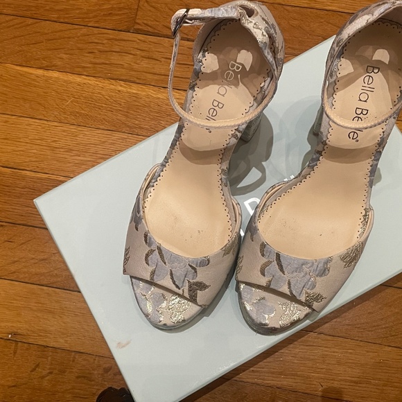 Bella Belle Catarina Blue & Silver Jacquard Platform Sandals, US Size 7 - Picture 3 of 10